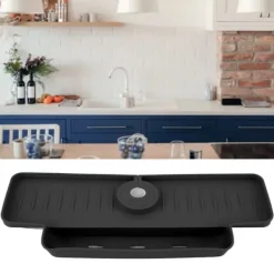 Kran Stänkskyddande Avrinningsställ Silikon Hopfällbart Kranhandtag Droppfångare Avrinningshylla Kök Svart