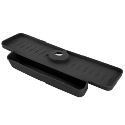 Kran Stänkskyddande Avrinningsställ Silikon Hopfällbart Kranhandtag Droppfångare Avrinningshylla Kök Svart