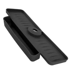 Kran Stänkskyddande Avrinningsställ Silikon Hopfällbart Kranhandtag Droppfångare Avrinningshylla Kök Svart