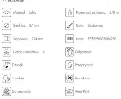 Glas-Krosno 6x430ml glas för VIT RÖTT VIN KRISTALLINT GLAS NICE