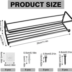 Kryddhylla - Hållbar - Metall - Svart - 4 delar - Hängande installation