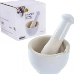 Mortlar & Mortelstötar-Kryddkvarn - Orion - 8,5 cm - Vit stengods - Hållbar - Universell - Lätt att använda