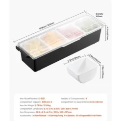 Kryddserver, 4-facks kyld garneringsbricka, 503x165x117 mm, Förvaring