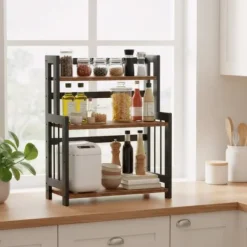 Köksorganiserare-Kryddställ - Bambu - 3-vånings - Organizer - Matsal eller kontor