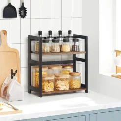 Köksorganiserare-Kryddställ - Mångsidig arrangör 42 x 18 x 43 cm Vintage Brun-Svart