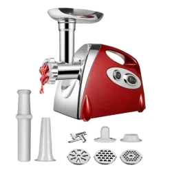 Köttkvarn, Rostfritt Stål, Hög Effektutgång,220V, Röd-EU Kontakt