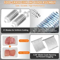 Köttmörjare, 31 blad, rostfritt stål, användarvänlig design