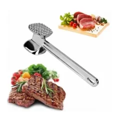 Köttklubbor-Köttmörningsmaskin i aluminiumlegering, rund, silver, ergonomisk köttklubba för köksbiff