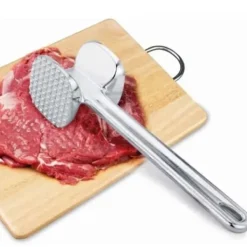 Köttklubbor-Köttmörningsmaskin i aluminiumlegering, rund, silver, ergonomisk köttklubba för köksbiff