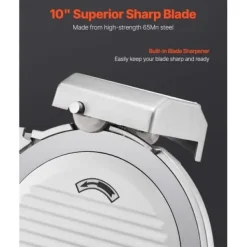 Köttskärare, 10 tum elektrisk deliskärare 48x40x41 cm, justerbar tjocklek, metall