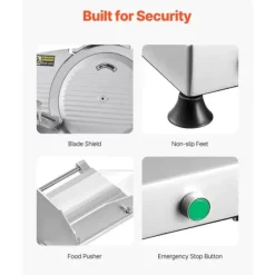 Köttskärare 180W, 10 tum elektrisk Deli, effektiv för kött, bröd och ostskivning