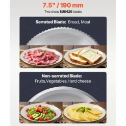 Köttskärare 180W, 7,5-tums Elektrisk Deli Mat Skivare, För Kött, Bröd, Ost