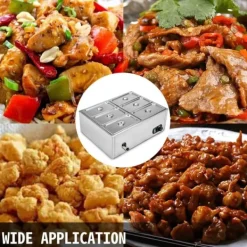 Matuppvärmare-1,2KW 30-85°C justerbar 6-pannor elektrisk matvärmare med kran, stor kapacitet, snabb värmeöverföring