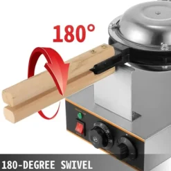 1,4kw elektrisk ägg våffelmaskin, parallell uppvärmning, 180 graders rotationsdesign, exakt temperatur- och tidskontroll