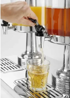 Dryckesautomater-Kylare för Juice-dispenser HENDI 2x 8L (16L) - Stål, Dubbel, med Bricka