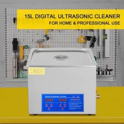 Ultraljudstvätt-15L 60A Ultraschallsrengörare med värme 360W i rostfritt stål för glasögon, smycken, tandproteser, mynt osv. (15L)