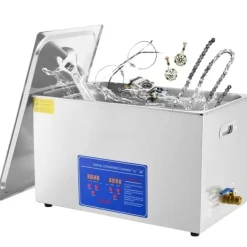 Ultraljudstvätt-30L 100A Ultrasonisk rengöringsmaskin med värme 600W i rostfritt stål för glasögon, smycken, tandproteser, mynt m.m. (30L)