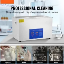 Ultraljudstvätt-30L 100A Ultrasonisk rengöringsmaskin med värme 600W i rostfritt stål för glasögon, smycken, tandproteser, mynt m.m. (30L)