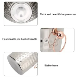 Ishink & Kylare-3L bärbar ishink i rostfritt stål med champagnefat och handtag för hemmabruk i baren
