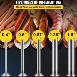 Jerkyspruta-3L Chorizo-vullare av rostfritt stål, horisontell, manuell korvfyllare, Chorizo-hotdogs, grillkorv, lämplig för både hushåll och kommersiell