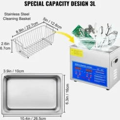 3L digital ultraljudsrengörare, 40 kHz djuprengöring, justerbar tid/temperatur, lämplig för hem och professionell användning
