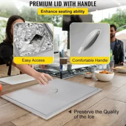 Ishink & Kylare-33L Drop-in islåda vinkylare i rostfritt stål med dräneringsventil och bekvämt lock, genomtänkta detaljer, bred användning