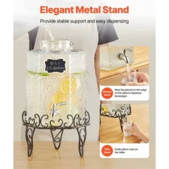 Dryckesautomater-10L Dryckesdispenser, Festdryckesdispenser i Glas, Inklusive Stativ