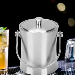 1L Hushålls Rostfritt Stål Ishink Behållare Öl Champagne Fat Flaska Vinredskap