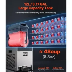 Slushmaskiner-12L Kommersiell Slushy Maskin, Margarita Smoothie Frusen Dryckstillverkare, Kraftfull, Snabbkylning