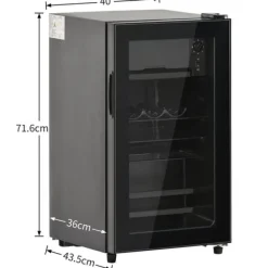 Kylskåp-76L Mini-Kylskåp, 6L frys + 70L kyl, LED-ljus, För 51 burkar, Tyst drift, Kompressor, Justerbara hyllor