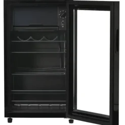 Kylskåp-76L Mini-Kylskåp, 6L frys + 70L kyl, LED-ljus, För 51 burkar, Tyst drift, Kompressor, Justerbara hyllor