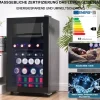 76L Mini-Kylskåp, 6L frys + 70L kyl, LED-ljus, För 51 burkar, Tyst drift, Kompressor, Justerbara hyllor