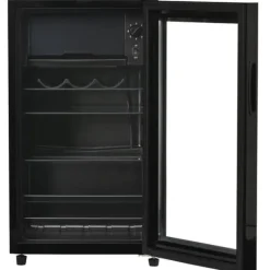 76L Mini-Kylskåp, 6L frys + 70L kyl, LED-ljus, För 51 burkar, Tyst drift, Kompressor, Justerbara hyllor