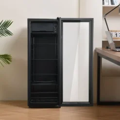 128L Mini-Kylskåp, 8L frys + 120L kyl, För 94 burkar, Tyst drift, Kompressor, LED-ljus, Justerbara hyllor