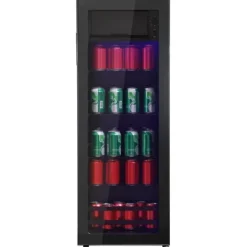 128L Mini-Kylskåp, 8L frys + 120L kyl, För 94 burkar, Tyst drift, Kompressor, LED-ljus, Justerbara hyllor