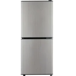 106L Mini-Kylskåp, 60L kyl + 46L frys, 7 temperaturer, Silverdörr, LED-ljus, Justerbara hyllor, 166 kWh/år