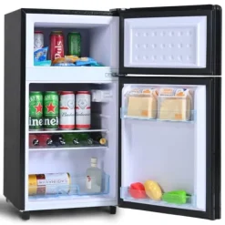 Kylskåp-72L Mini-Kylskåp, Svart glastdörr, 39dB, 7-stegs temperatur, LED-ljus, R600 Kylmedel, Direktkylning, För hem, kontor