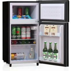 Kylskåp-72L Mini-Kylskåp, Svart glastdörr, 39dB, 7-stegs temperatur, LED-ljus, R600 Kylmedel, Direktkylning, För hem, kontor