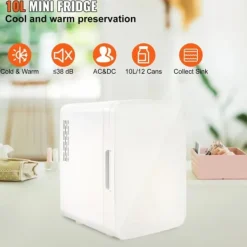 Kylskåp-10L portabelt litet kylskåp för fordon och hem, mini bilkylskåp, kallt och varmt dubbla lägen, tyst drift