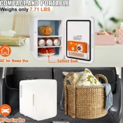 Kylskåp-10L portabelt litet kylskåp för fordon och hem, mini bilkylskåp, kallt och varmt dubbla lägen, tyst drift