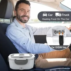 1.5L Rostfri Elektrisk Matlåda 12/24v / 110/220v Bil Lastbil Kontor 80W，grön