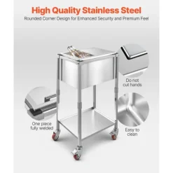 Ishink & Kylare-28L Rullande Kylbox, Utomhus Stående Islåda på Hjul, Utfällbara Handtag, Perfekt för Camping och Picknick