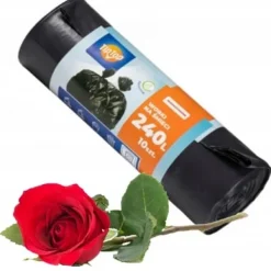 240L SOPPSÄCKAR, 10 ST, SVART, STARK, FÖRSTÄRKAD, POLSK PRODUKT