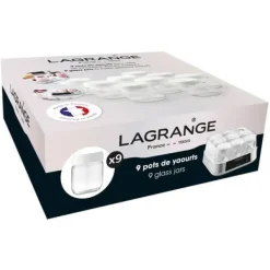 Yogurtmaskiner-LAGRANGE Set med 9 yoghurtgrytor - 430301 - 185 g - Transparent och vit