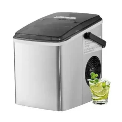 Ismaskiner-26lbs/dag 105W bärbar ismaskin, justerbar isbitsstorlek, snabb istillverkning, utmärkt isoleringsteknik, självrengörande, lågt ljud