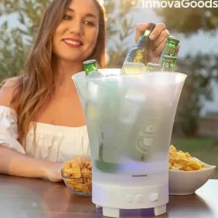 Ishink & Kylare-LED isbitsbehållare - EUROWEB - 3 i 1 - Bluetooth-högtalare - 7 färger - Vit PP