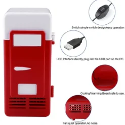 Kylskåp-LED Mini USB Kylskåp USB Kylskåp Dryckesburkar Kylskåp och Värmare Röd