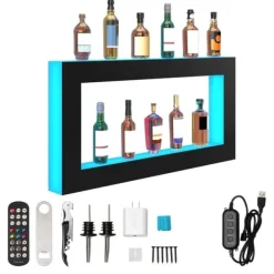 LED-upplyst spritflaskdisplay med RF & App-kontroll, 48 tum barhylla