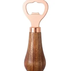 Drinkshakers & Drinkverktyg-Ölflasköppnare med trähandtag, bärbar flasköppnare och verktyg för att ta bort flaskkorken, roséguld