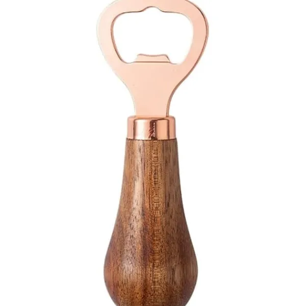Drinkshakers & Drinkverktyg-Ölflasköppnare med trähandtag, bärbar flasköppnare och verktyg för att ta bort flaskkorken, roséguld